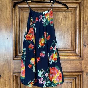 Navy blue floral silk top by Joie size small